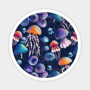 Jellyfish bioluminescent disco party Magnet